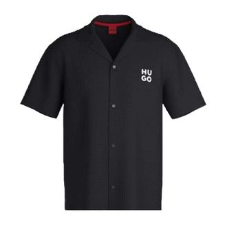 HUGO BOSS Hugo Heren Chaffle Wafel Strandshirt (Zwart)
