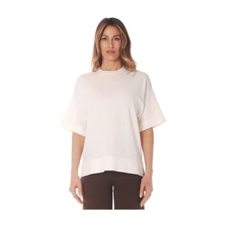 Alpha Studio T-Shirts, female, White, Size: M Maglia girocollo over a mezza manica