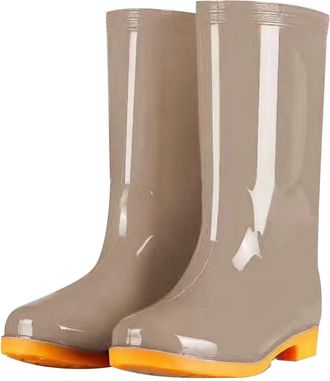 Generic Unisex Wellingtons Boots Knee Ladies Wellie Rubber Waterproof PVC Boot Anti-Skid Slip On Shoe Comfortable Chelsea Shoes Oil Resistant Outsole for Outd