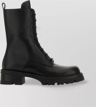 Versace leather ankle boots with moulded sole and metallic detail