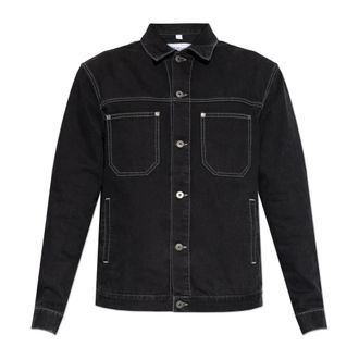 Off-white Denim Jackets, male, Black, Size: XL Denim Jacket With Pockets