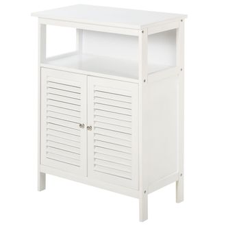 HOMCOM kleankin MDF 3-Tier Shutter Door Bathroom Cabinet White - Home Living | TJ Hughes