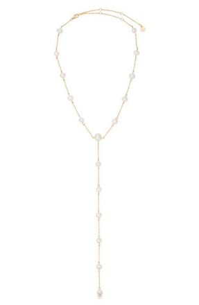 Ettika Dripping Freshwater Pearl Y-Necklace in Gold at Nordstrom