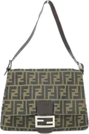 Fendi Pre-owned Shoulder Bags, female, Brown, Size: ONE SIZE Pre-owned Mamma Baguette Canvas Shoulder Bag