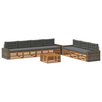vidaXL Conjunto De Sof&aacute;s De Exterior 8 Uds. Natural Y Antracita Vidaxl