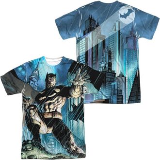 Gildan Batman Rainy Rooftop (Front/Back Print) Short Sleeve Adult Poly Crew Tee / T-Shirt