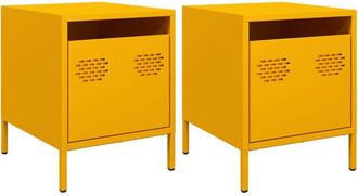 vidaXL Bedside Cabinets 2 pcs Mustard Yellow 35x39x43.5 cm Steel Vidaxl