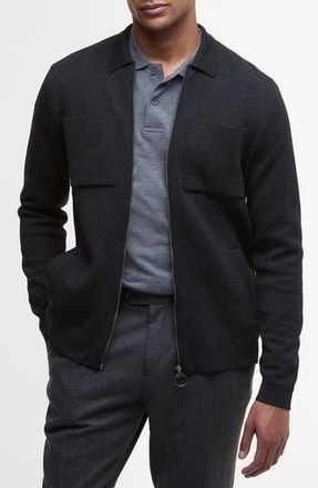 Barbour Croscombe Cotton & Merino Wool Blend Zip Cardigan in Charcoal Marl at Nordstrom Rack, Size Xx-Large