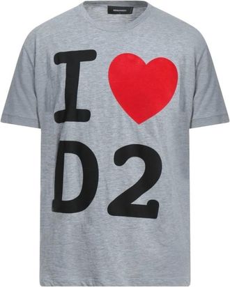 Dsquared2 Grijze Melange Katoen Viscose T-shirt - Heren - T-shirts - Grijs - M - Katoen - Tops