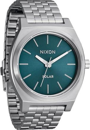 Nixon Time Teller Solar Mens Watches Silver/Dusty Blue Sunray, Silver Tone/Stainless Steel