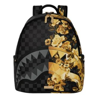 Sprayground Gold Floral Remix Savage Backpack Black Gold B9003