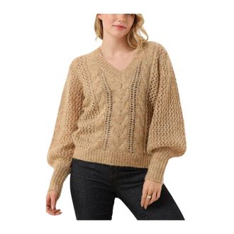 Mos Mosh Imma V-neck Knit Sweater - Dames - V-hals truien - Bruin - XL - Truien & Vesten