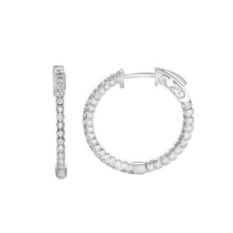 LuvMyJewelry Eloise Sleek Inside Out Diamond Set Hoop Earrings in 14K Gold in 14K White Gold at Nordstrom