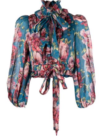 Zimmermann Blusa crop High Tide - Rosa