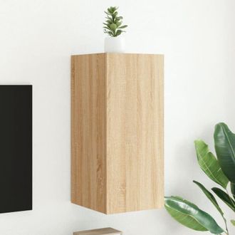 vidaXL Vidaxl - Mueble De Tv De Pared Con Luces Led Roble Sonoma 30,5x35x70 Cm