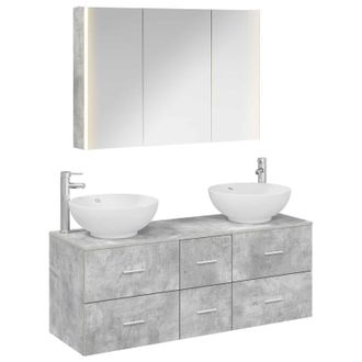 vidaXL Juego De Muebles De Ba&ntilde;o 4 Uds. Gris Hormig&oacute;n Vidaxl