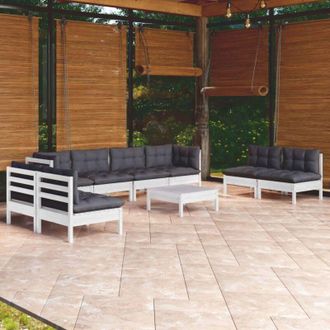 vidaXL Muebles De Jard&iacute;n 9 Pzas Con Cojines Madera Maciza De Pino Vidaxl