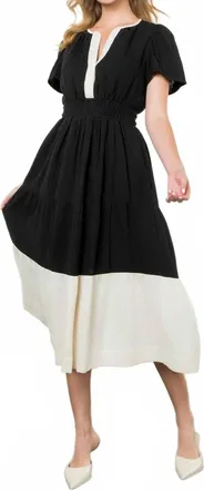 THML Clothing Tuxedo Twist Maxi Dress In Black/white