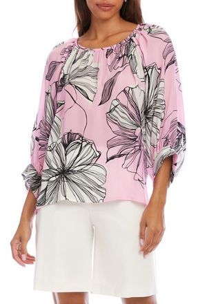 Karen Kane Floral Blouson Sleeve Top in Pink Print at Nordstrom, Size X-Small