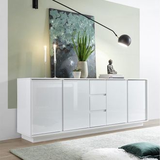 OEM Aparador Moderno Con 4 Puertas Y 3 Cajones Blanco Brillante Maine Ice De 210cm