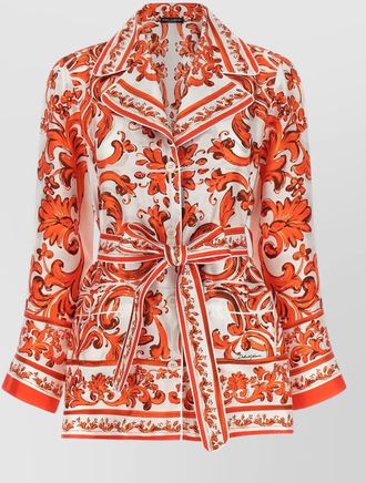 Dolce & Gabbana silk printed belted shirt