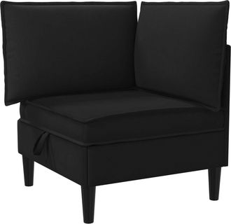 vidaXL Sof&aacute; En Esquina Con Almacenamiento Negro Terciopelo Vidaxl