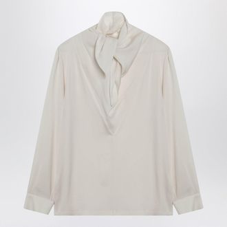 Max Mara Elfenbeinfarbene Seiden-Charmeuse-Bluse