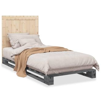 Berkfield Home Bed Frame without Mattress Grey 90x200 cm Solid Wood Pine