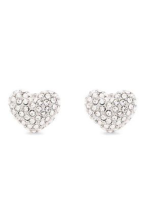 Marc Jacobs Heart Pav&eacute; Stud Earrings in Silver/Crystal at Nordstrom
