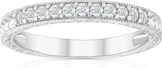 Pompeii3 1/4ct Vintage Diamond Hand Engraved Wedding Anniversary Ring 14K White Gold