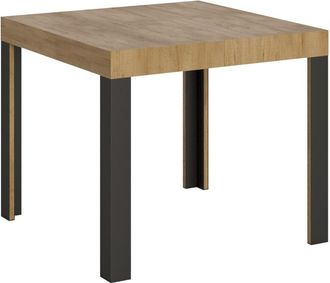 Itamoby Mesa extensible 90x90/246 cm efecto madera roble natural, hierro