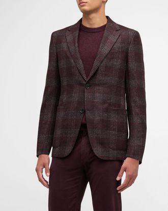 Ermenegildo Zegna Mens Wool-Blend Plaid Sport Coat