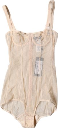Dolce & Gabbana Beige Tulle Balconette Bra Bodysuit Womens Underwear