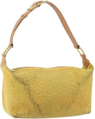 Celine Pre-owned Shoulder Bags, female, Yellow, Size: ONE SIZE Pre-owned Suede Shoulder Bag