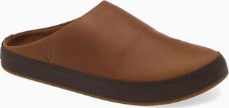 Olukai Mens Kuu Leather Mule In Toffee / Dark Java