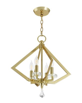 Livex Lighting Livex Diamond 4 Light PB Mini Chandelier