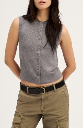 Madewell Button Front Sleeveless Cardigan in Medium Hthr Grey at Nordstrom, Size Xx-Small
