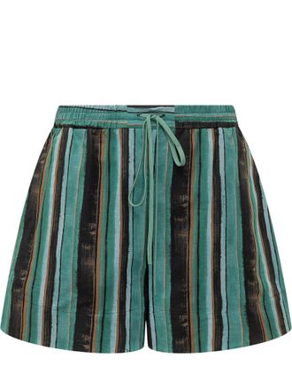 Pinko Green Stripes Shorts
