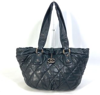 Chanel Black Leather Shoulder Bag Tote Bag (Pre-Owned)