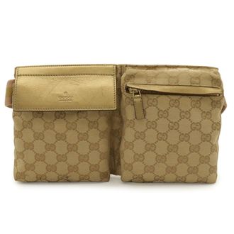 Gucci Beige Metallic Gold Pink Gg Canvas Leather Fanny Pack Sling Bag (Pre-Owned)
