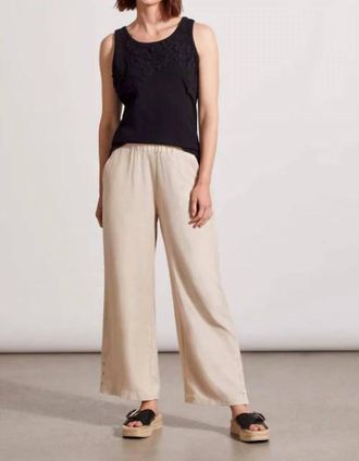 Tribal Regina Ribbed Tank Top With Lace Detail In Black