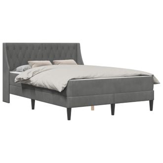 vidaXL Estructura De Cama Con Colch&oacute;n Gris Oscuro 140 X 190 Cm Vidaxl