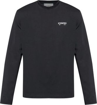 Iceberg T-shirt a maniche lunghe con logo - Nero