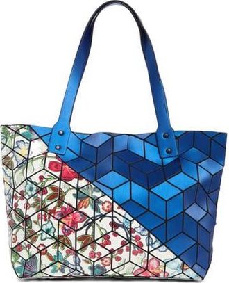 Patrizia Luca Diagonal Two-Tone Geometric Tote Bag in M.blue/White Floral at Nordstrom Rack