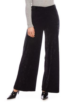 Karen Kane Crushed Velvet Ankle Wide Leg Pants in Black at Nordstrom, Size X-Large