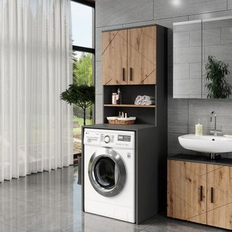 Vicco Estructura Para Mueble De Lavadora Irma, Antracita/artisan, 68 X 103.5 Cm Con 2 Puertas, Vicco