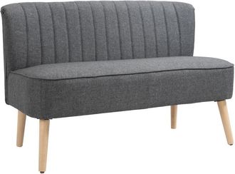 HOMCOM Modern Double Seat Sofa Compact Loveseat Couch Padded Velvet Wood Legs Grey
