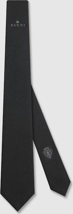 Gucci Silk Tie With Gucci Interlocking G, Grey
