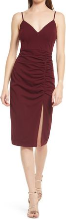 Love, Nickie Lew Side Ruched Sleeveless Dress in Wine at Nordstrom, Size Small