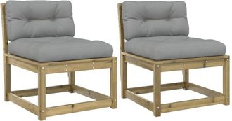 vidaXL Garden Sofas with Cushions 2pcs Impregnated Wood Pine Vidaxl